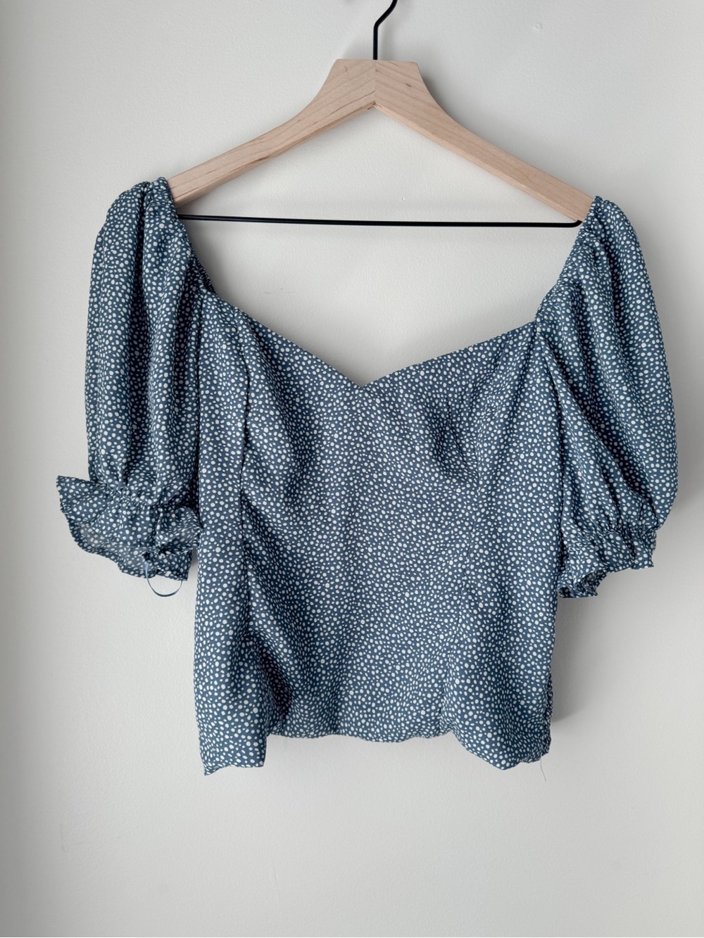 Abercrombie & Fitch Blue Puff Sleeve Sweetheart Blouse